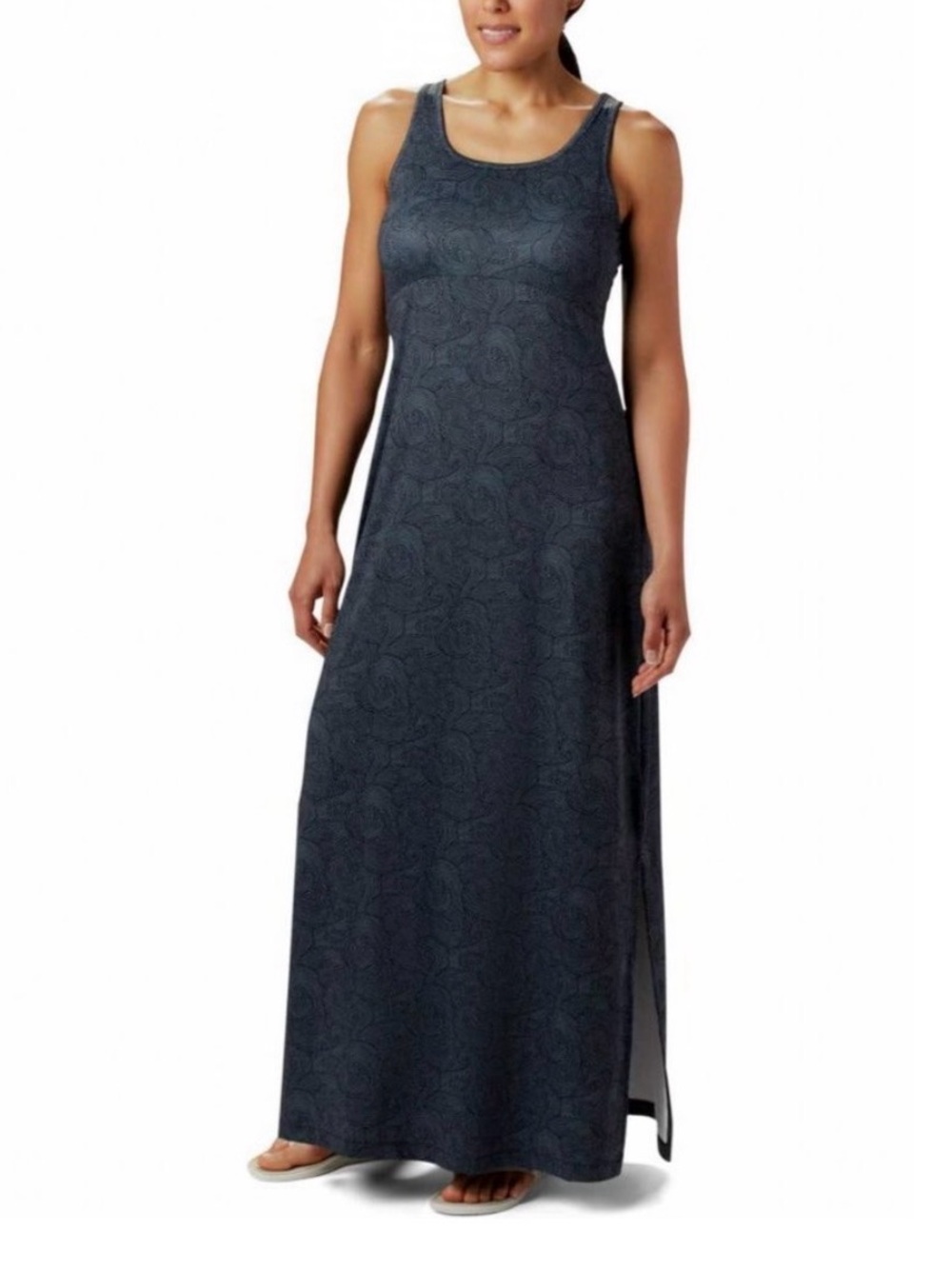 Columbia NWOT Black Swirl Sleeveless Omni-Wick UPF50 Freezer Maxi Dress